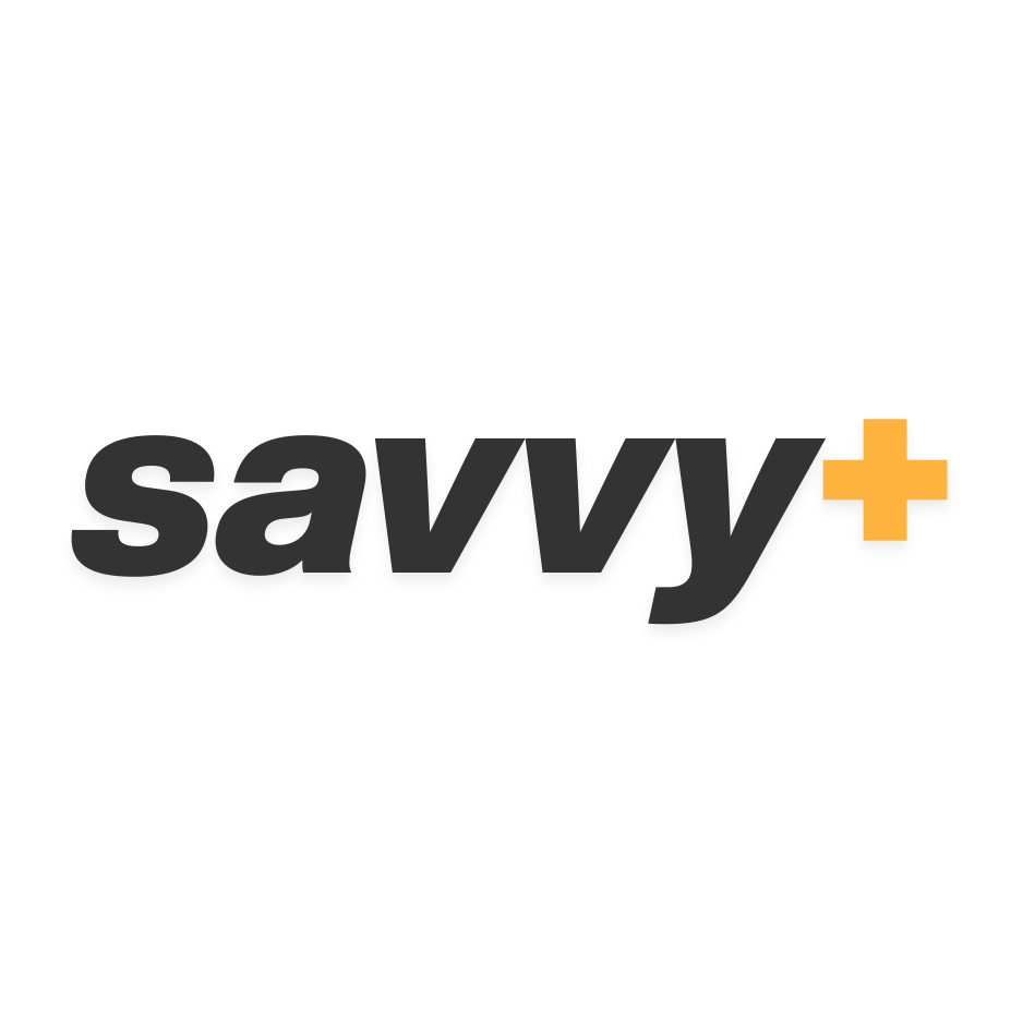 Logo of 'savvy+' on a white background