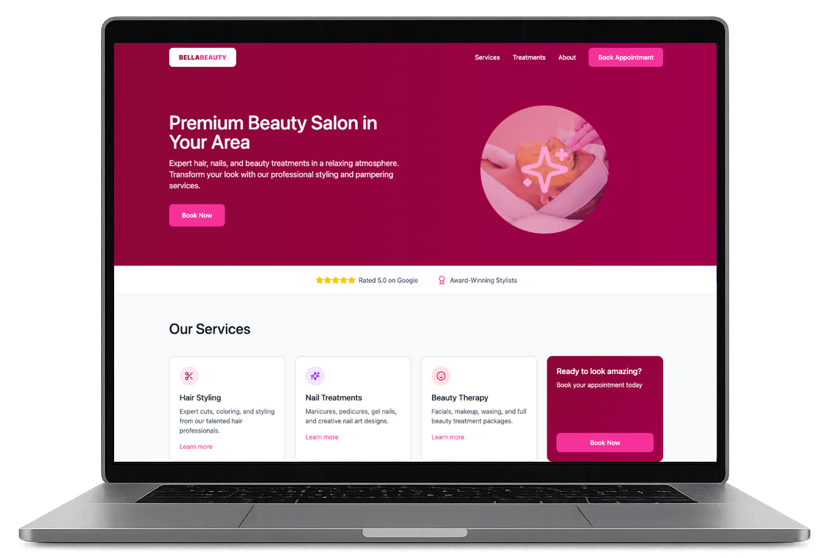 Web design for salons and beauty therapists